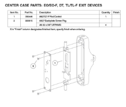CENTER CASE PARTS: EO/EO-F, DT, TL/TL-F EXIT DEVICES